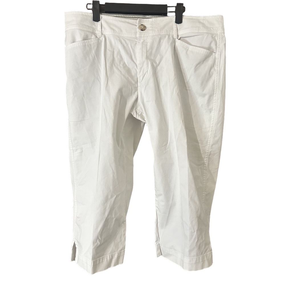 Eddie Bauer Classic White Blakely Capri Cotton Stretch Pants Size 16 Coastal